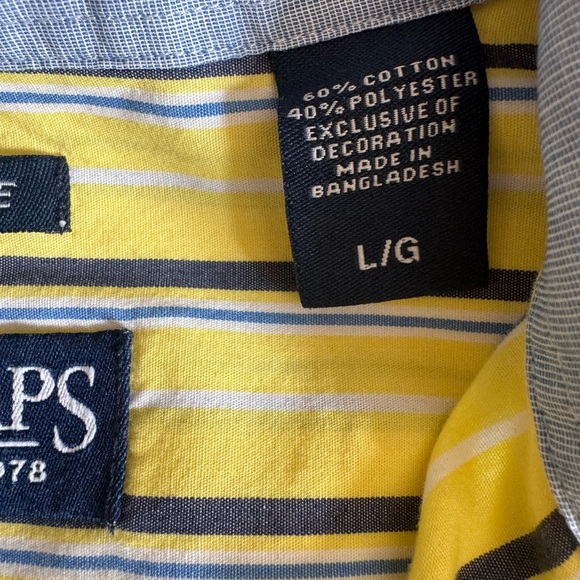 Chaps Yellow and Blue Striped Men's Shirt - Picture 3 of 8